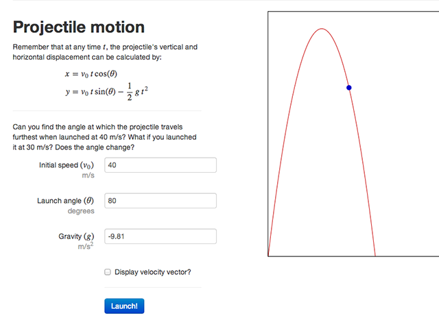 A projectile motion demo